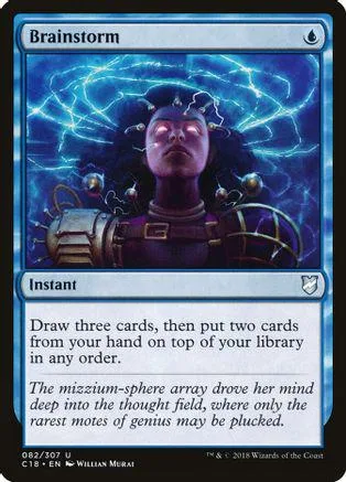 Dark-haired figure with glowing eyes amidst blue lightning on a Magic card.