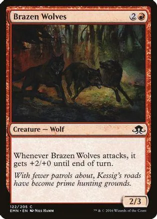 Dark wolves in a forest scene on a Magic: The Gathering card.