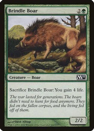 Brown boar creature card art in a green frame.