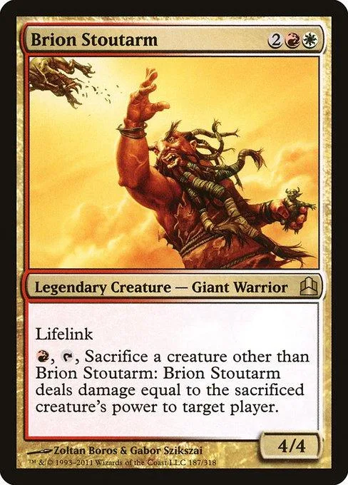 Card art depicts a giant warrior with horns against a fiery orange background.
