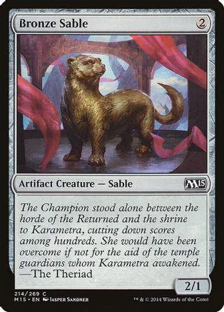 Brown sable creature on card art, set in a draped, reddish-purple setting.