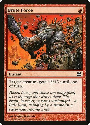 Brute Force Magic: The Gathering card art showing a muscular warrior amidst destruction.
