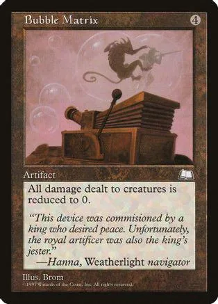 Card art shows a dark silhouette against a pink, bubbly background above a wooden device.