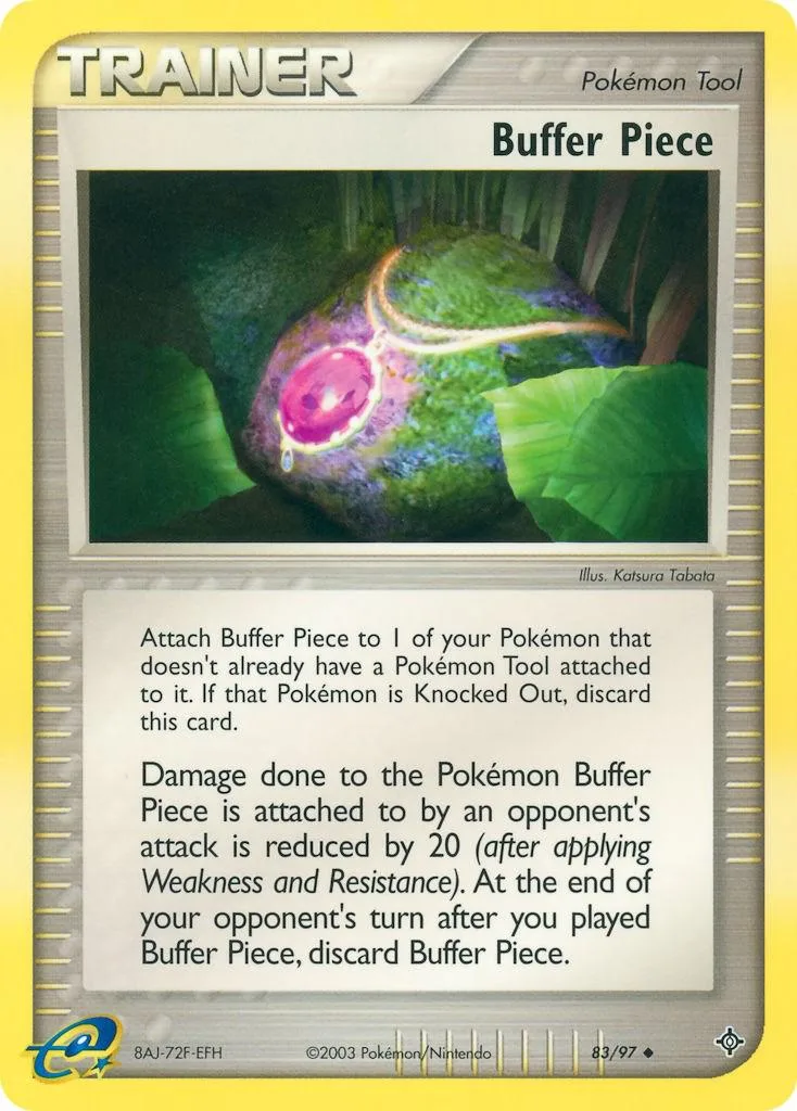 Trainer card featuring a green and purple, glowing, organic-looking Pokémon Tool.