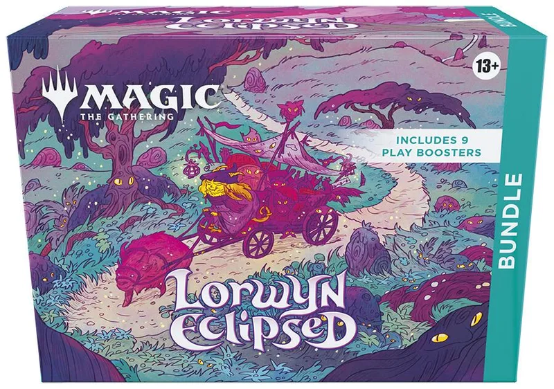 Magic: The Gathering Lorwyn Eclipsed bundle box art with purple and pink fantasy scene.