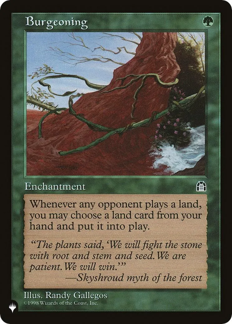 Card art depicts red rock formations with green vines against a blue sky.