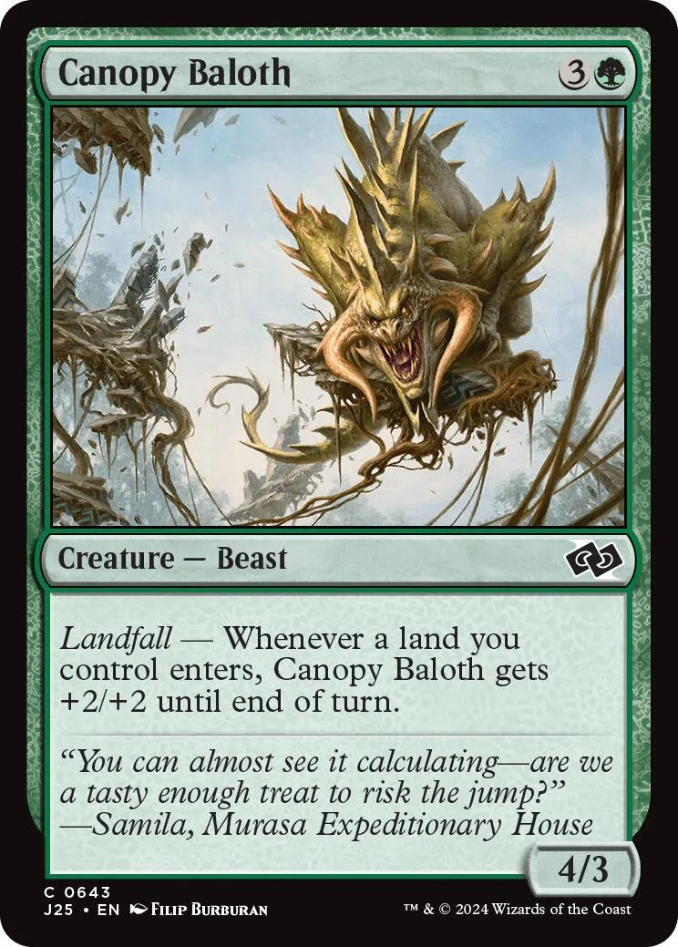 Green and brown monstrous beast on a Magic: The Gathering card.