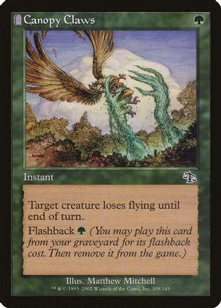 Flying creature with brown wings and green body on a Magic: The Gathering card.