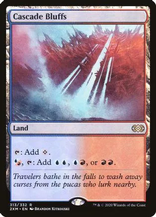 Card art depicts cascading water and misty, reddish-brown forest landscape.