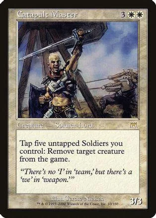 Card art shows a warrior wielding a sword against a background of wooden structures.