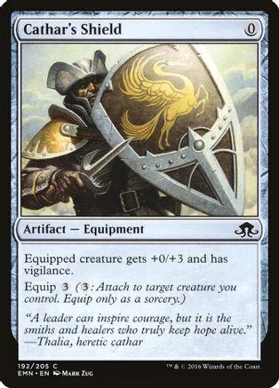 Card art shows a figure with a large, golden-emblazoned shield.