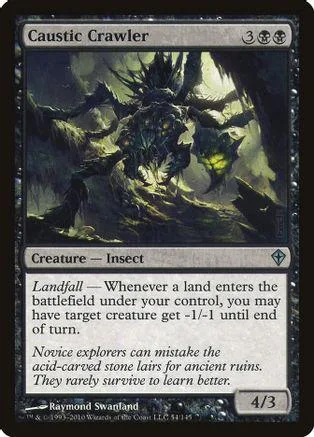 Dark insect creature card art, black and green tones, showing a monstrous insect.