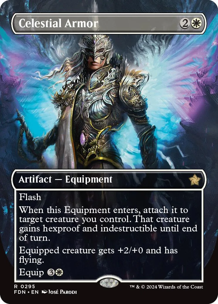 Dark armored figure with wings on a Magic: The Gathering card.