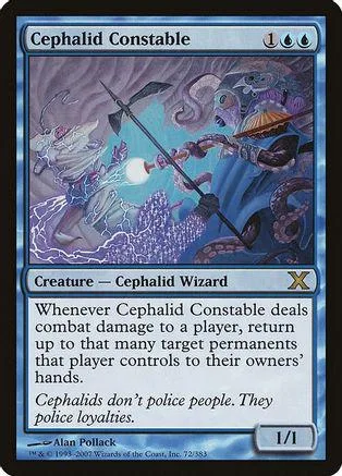Cephalid Constable card art: purple octopus creature against blue background.