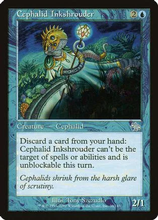 Cephalid Inkshrouder card art: golden cephalopod figure with glowing orb.