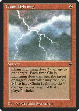 Magic: The Gathering card art showing white lightning striking dark clouds.