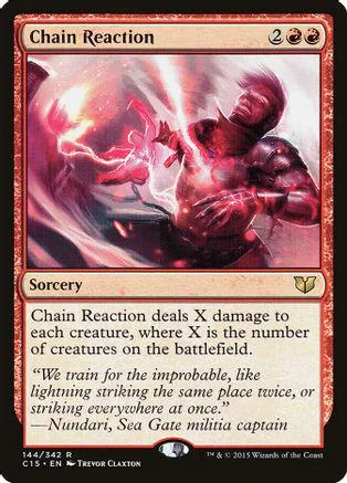 Red and black card art of a muscular figure amidst fiery energy.
