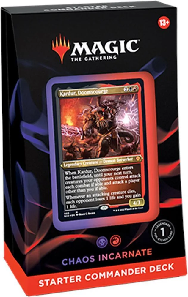 Black box with Chaos Incarnate deck. Card features dark demon creature art.