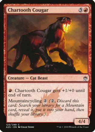 Black cougar creature card with fiery background art.