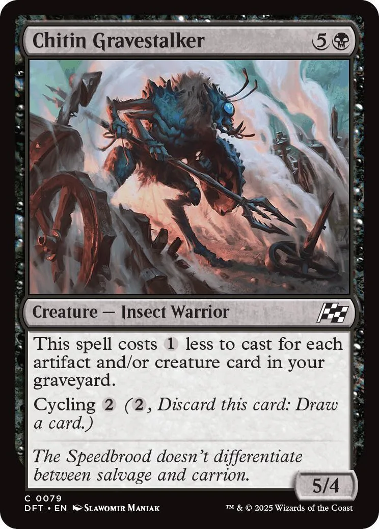 Dark, monstrous insect creature on a Magic: The Gathering card.