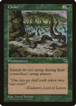 Dark, swampy landscape art on a Magic: The Gathering card titled "Choke.