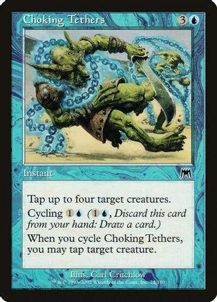 Green, blue, and black card art depicting tangled, monstrous figures.