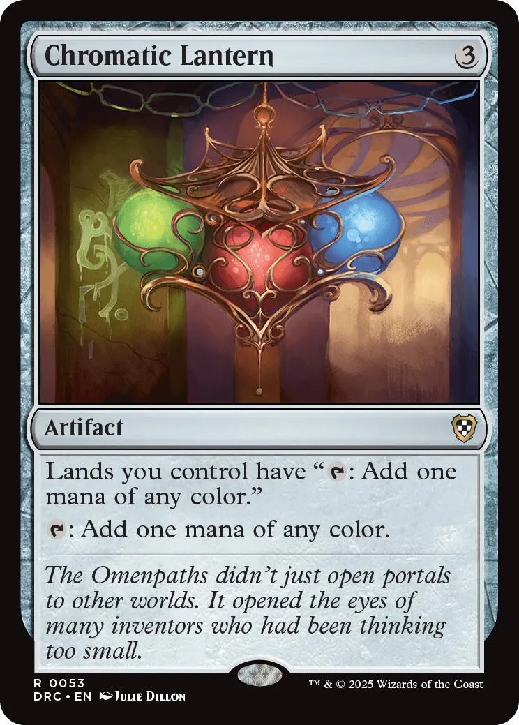 Magic: The Gathering card, Chromatic Lantern, featuring a multi-colored lantern.