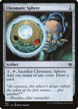 Circular, blue-green sphere next to a stylized face on a black card.