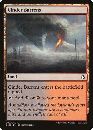 Dark, smoky landscape art on a Magic: The Gathering land card.