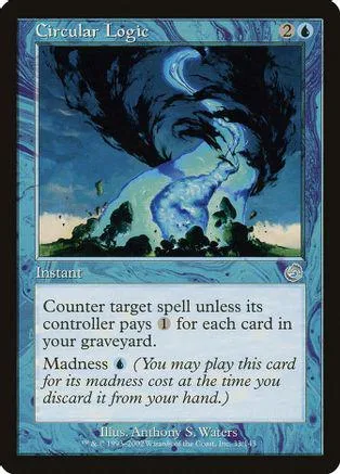 Blue and black swirling vortex art on a Magic: The Gathering card.