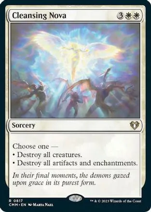 Magic: The Gathering card, Cleansing Nova, featuring a bright, angelic figure.