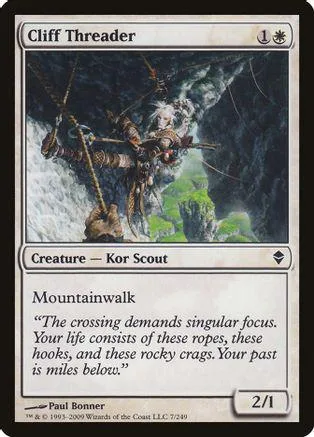 Card art depicts a figure climbing a rocky, misty mountain face.