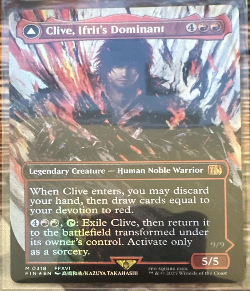 Card art depicts dark-haired warrior amidst fiery, chaotic energy.