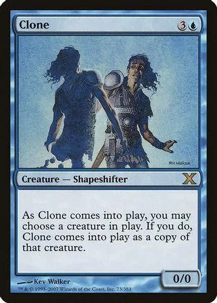Two figures in blue and white, one silhouetted, on a Magic: The Gathering card.
