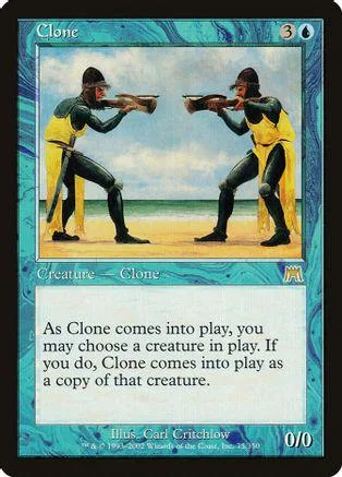Two figures in yellow robes playing instruments on a beach. Magic: The Gathering card.