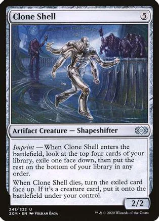 Silver, grey, and blue creature card depicting a humanoid figure in a dark, watery scene.