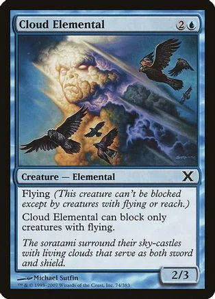 Cloud Elemental creature card art: stormy sky, dark winged creatures flying.