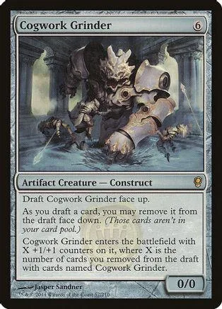 Dark, mechanical creature artwork on a Magic: The Gathering card.