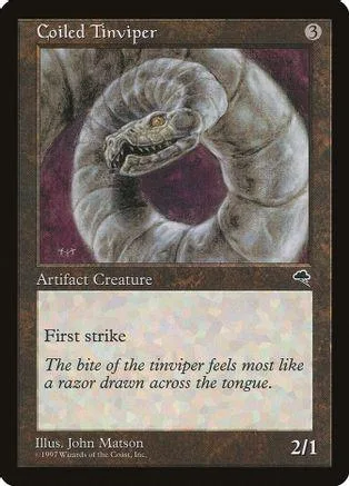 Gray coiled snake creature art on a Magic: The Gathering card.