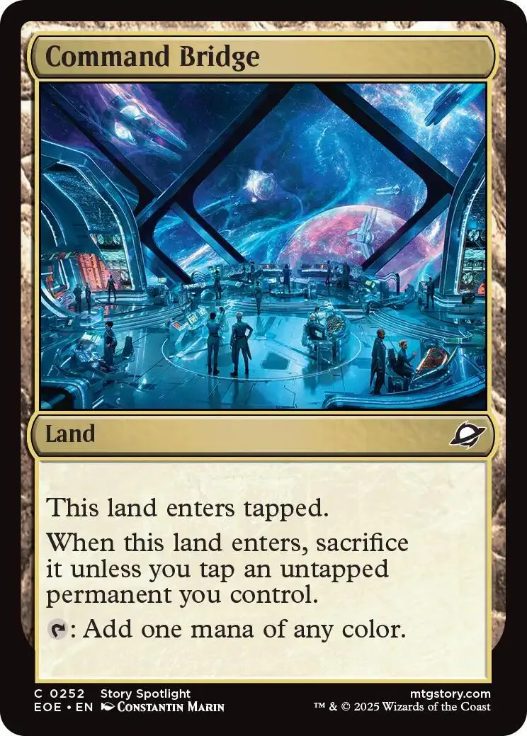 Magic: The Gathering card, Command Bridge, depicting a futuristic space station scene.