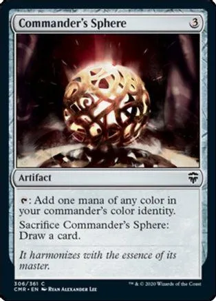 Gold sphere artwork on a Magic: The Gathering Commander's Sphere card.