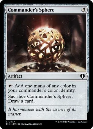 Gold and black Commander's Sphere Magic: The Gathering card art.