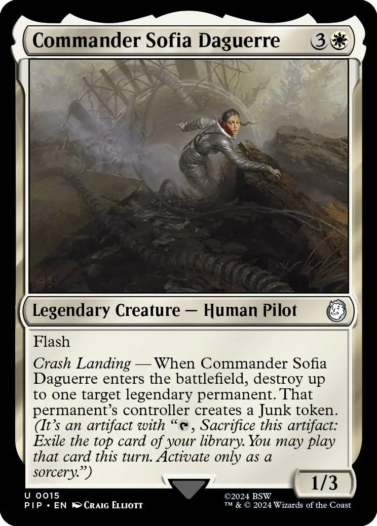Card art shows a woman in flight over a dark, rugged landscape.