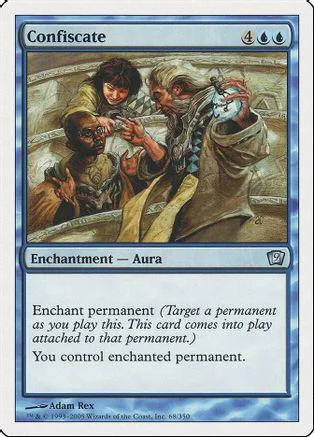 Card art depicts three figures in a carriage. Blue and white frame.