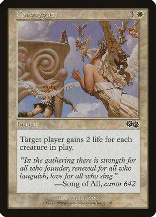 Angel figure with wings in a celestial scene on a Magic: The Gathering card.