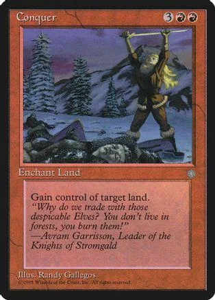Card art: figure wielding a staff against a snowy, forested landscape.
