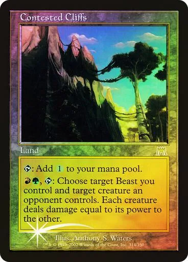 Fantasy landscape card art, green and blue tones, showing mountains and trees.