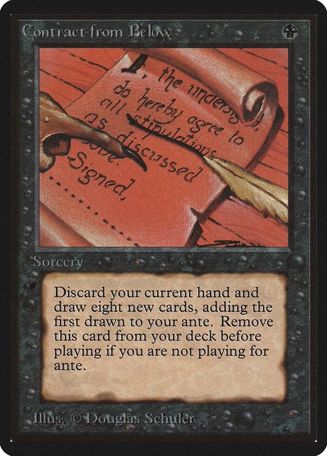 Black and gray card art showing a rolled parchment with text.