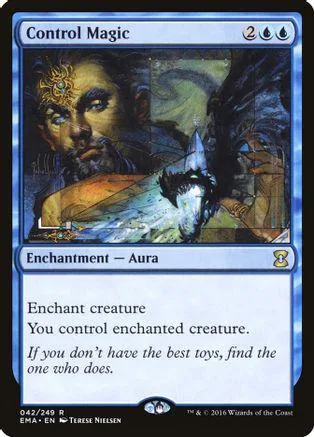 Magic: The Gathering card, Control Magic, featuring a bearded man's face.