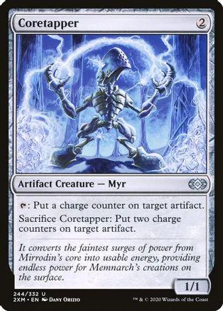 Silver and blue card art of a skeletal creature in a magical setting.